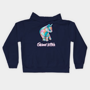 curious kitten Kids Hoodie